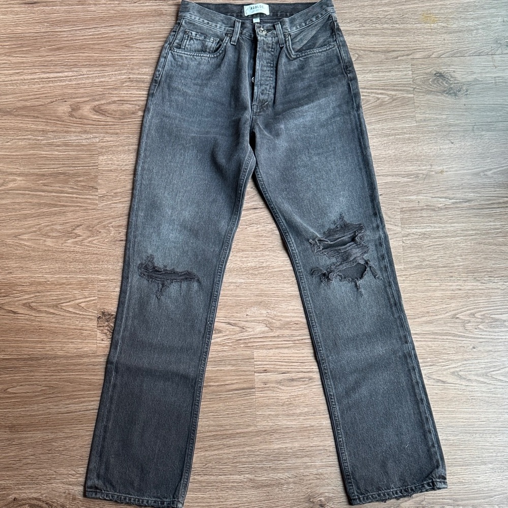 Women’s Distressed Gray Jeans